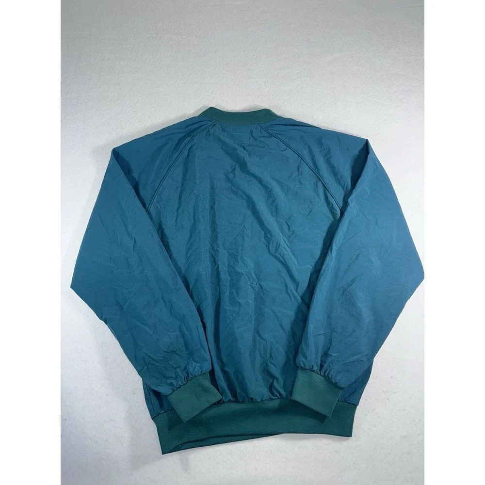 Vintage Izod Windbreaker Mens Small Teal V-Neck Pullover Golf Jacket Retro 90s